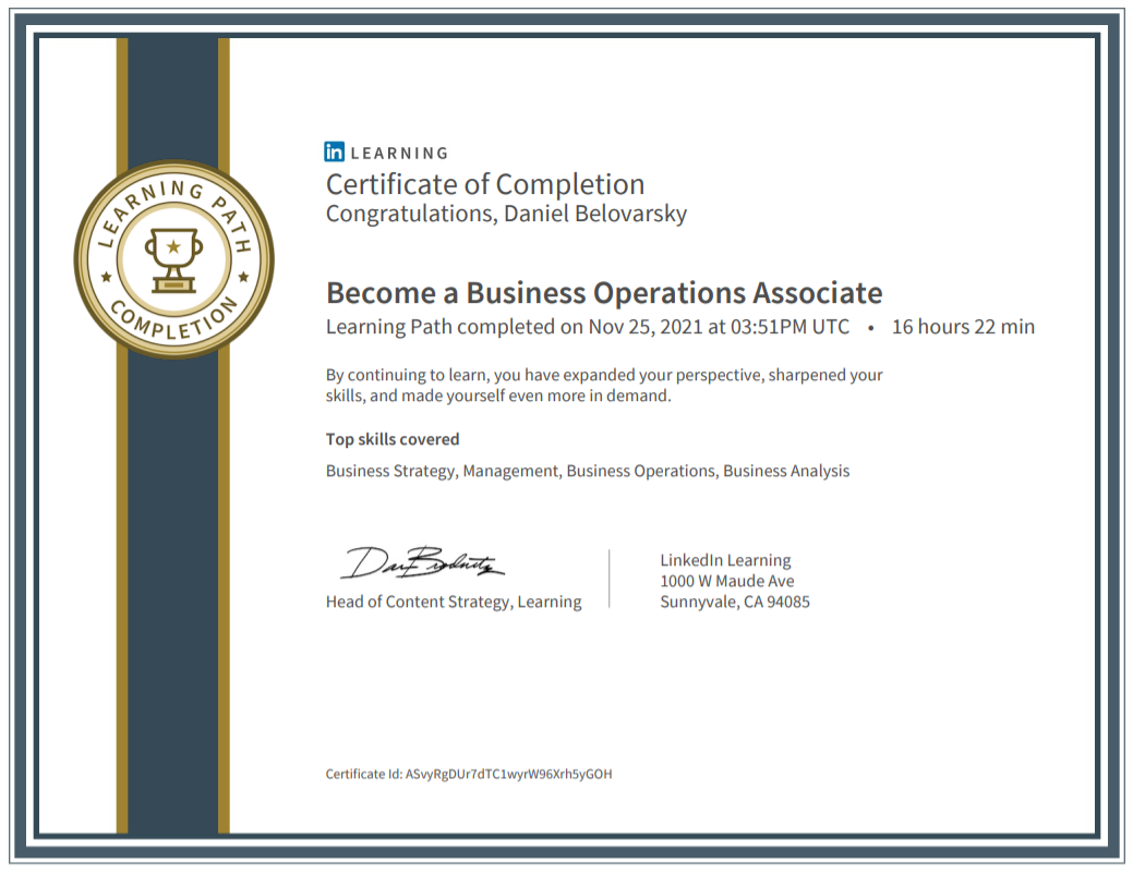 How To Become A Business Operations Associate Daniel Belovarsky