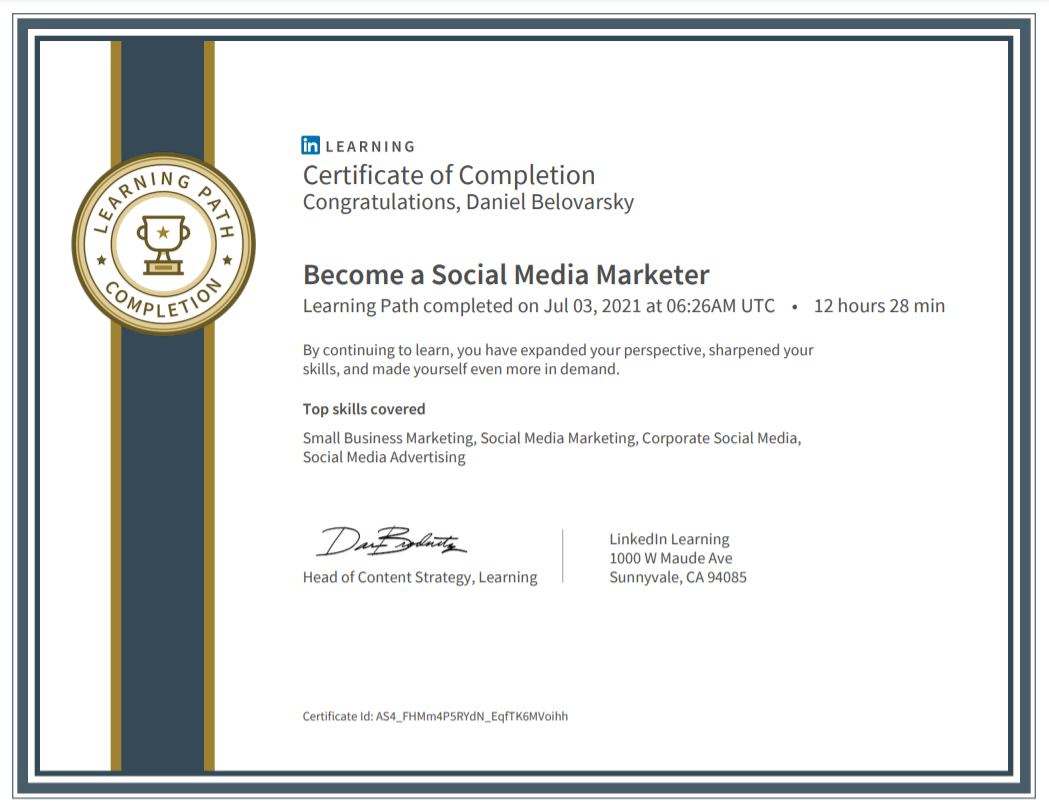 Become A Social Media Marketer Daniel Belovarsky