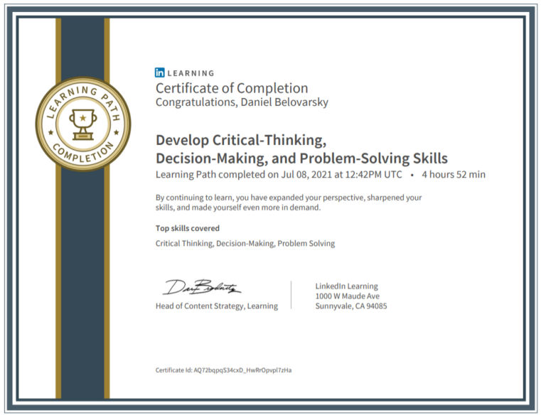 develop critical thinking and decision making skills