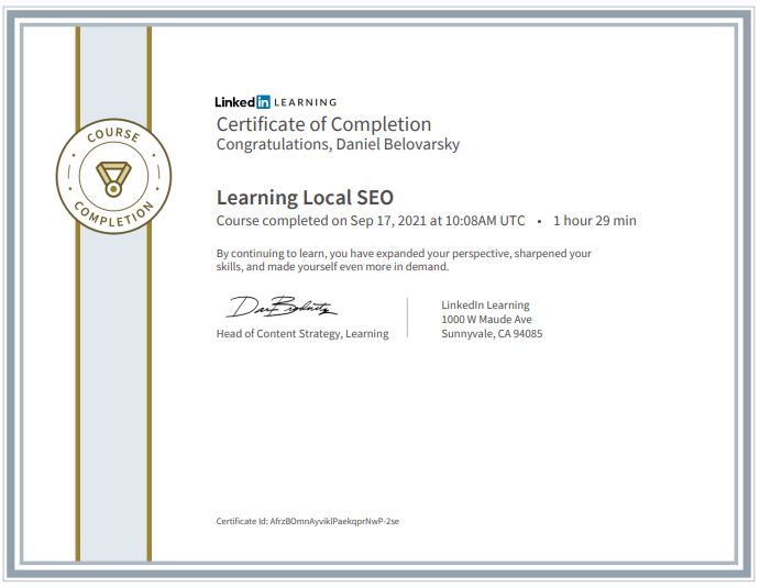 Learning Local SEO Certificate